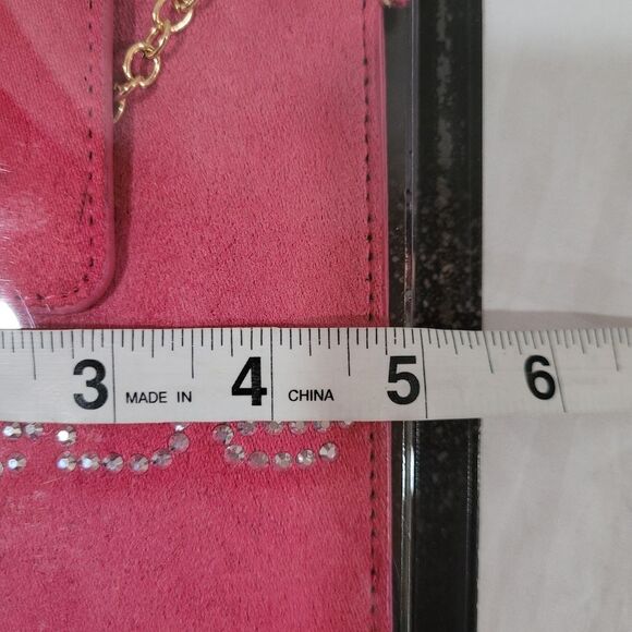 BEBE pink suede bling phone bag crossbody NIB - Picture 3 of 5